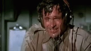 Ted Striker Sweating - Airplane GIF