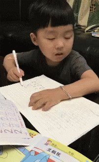打瞌睡，做作业，困，小孩 GIF