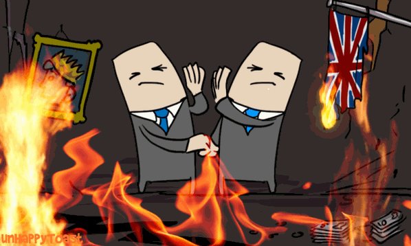 An animation by @IamHappyToast of 2 men in a burning room sl