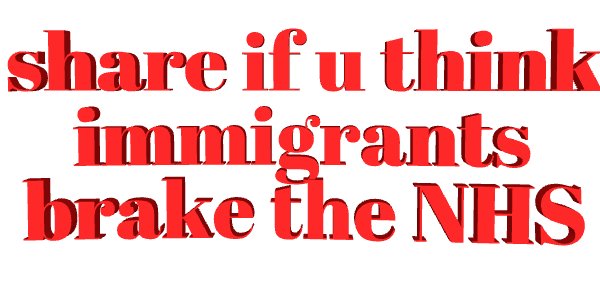 crappy red rotating text: share if u think immigrants brake 