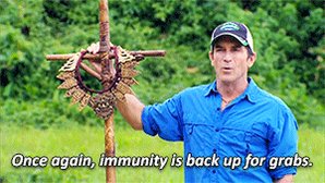 The host of Survivor, Jeff Probst, saying "once again, 