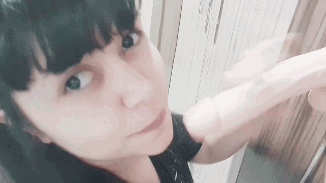 Sucking daddy's big cock with cumshot on my mouth!  😋 His cock is so big, barely fits my little mouth
