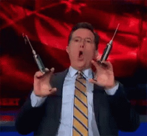 Stephen Colbert Syringes GIF