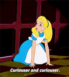 Curioser and curiouser. Alice in Wonderland.