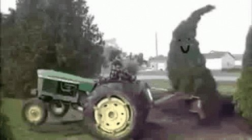 Tree Beating Tractor Smack GIF