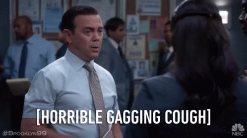 Horrible Gagging Cough Joe Lo Truglio GIF