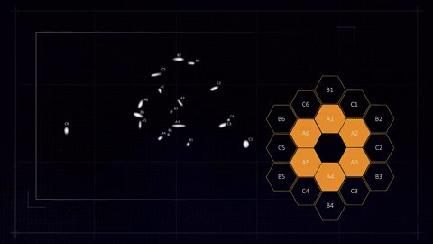 Animated GIF showing how 18 initial dots of starlight from W