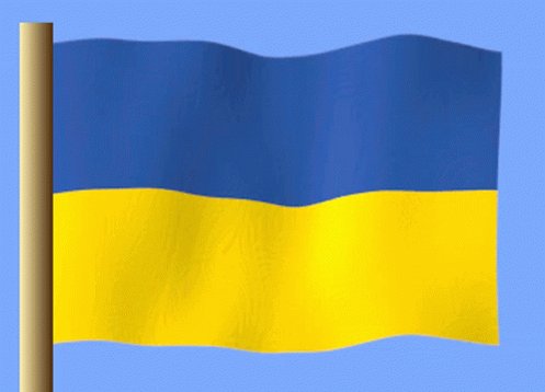 a fluttering blue and yellow Ukraine flag