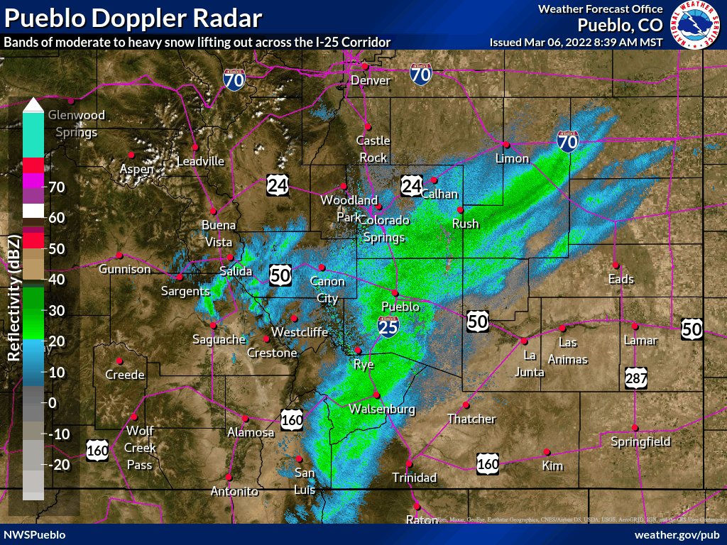 NWS Pueblo on Twitter "Pueblo doppler radar is indicating bands of