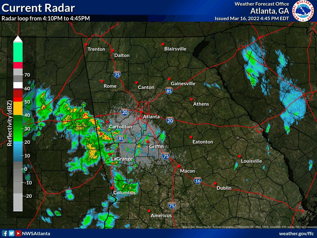 NWS Atlanta on Twitter "The current radar loop shows strong