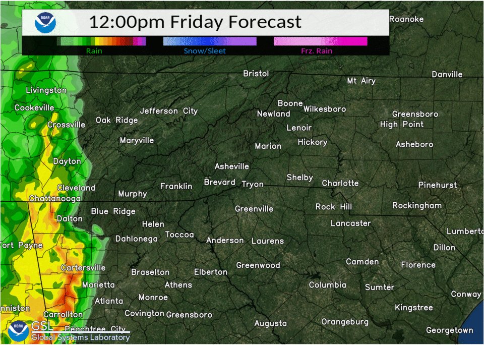 NWS GSP on Twitter "A line of showers and thunderstorms will move into