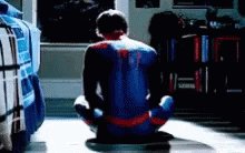 Spiderman Sitting Down GIF