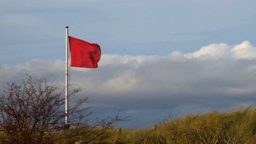 A red flag blowing in the breeze