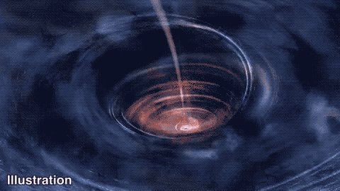 In this artist's rendering, a thick accretion disk has forme