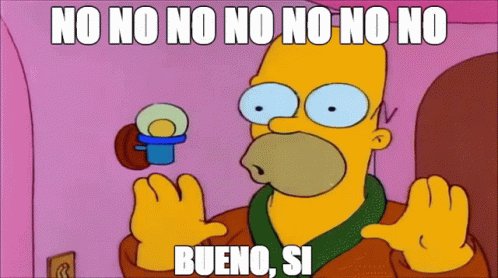 Meme de Homer. Dice "No no no... Bueno, sí".