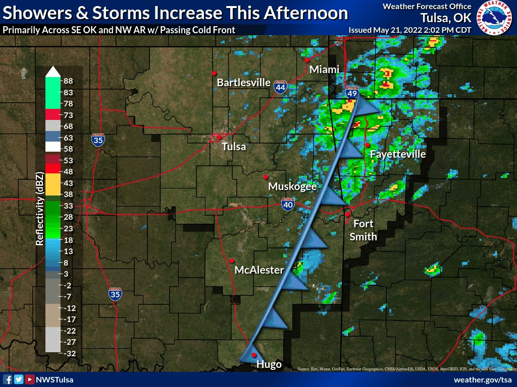 NWS Tulsa on Twitter "[208 PM 5/21/22] Showers & storms will continue
