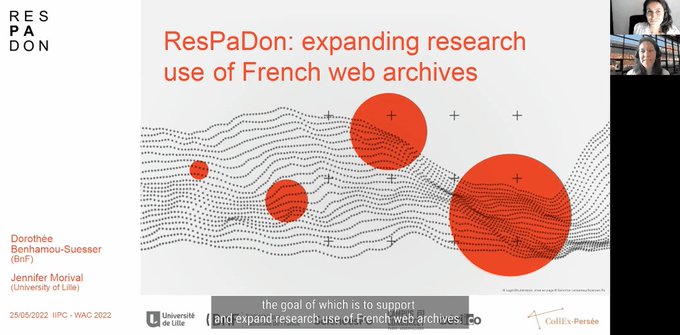 Respadon : Expanding the research use of french web archives – IIPC WAC2022