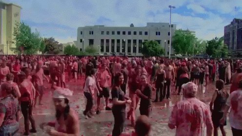 America'S Largest Tomato Fight GIF