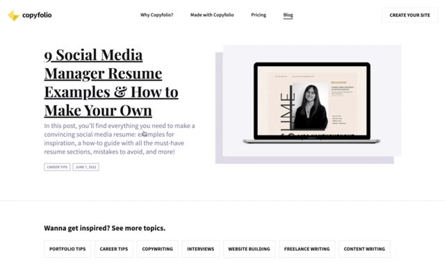 Copyfolio – Website and portfolio builder for writers