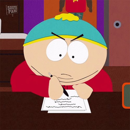 Writing Eric Cartman GIF