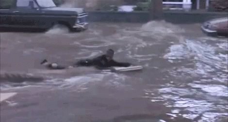 Jumanji Flood Crocodile Scared Swimming GIF