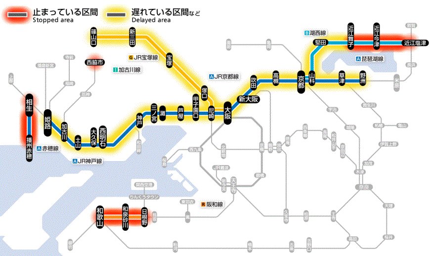 赤穂線の遅延情報 今日現在 リアルタイム最新情報 ナウティス
