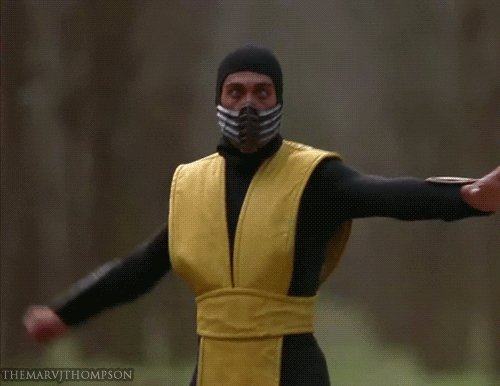 Le combattant Scorpion de Mortal Kombat (habit noir et jaune