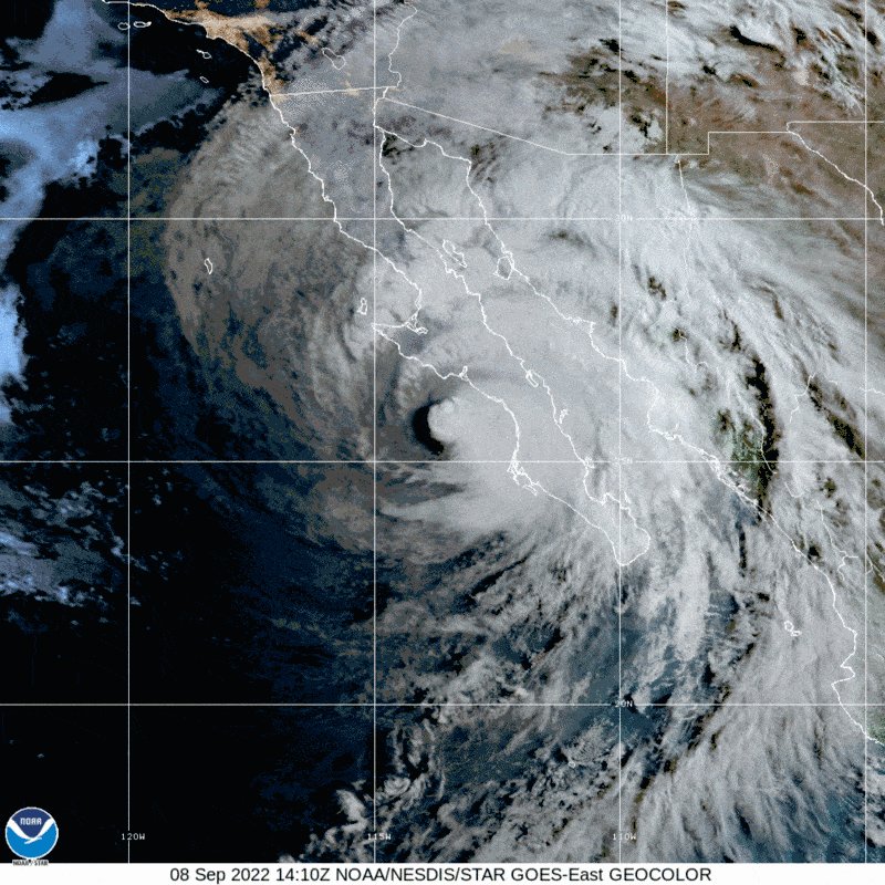 NOAA GOES East Visible Satellite GIF of Hurricane Kay off th