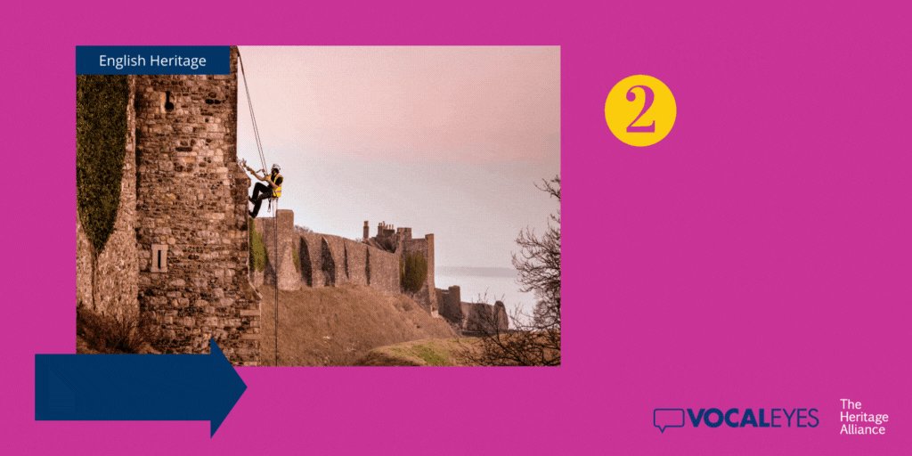 A person abseils down the c...