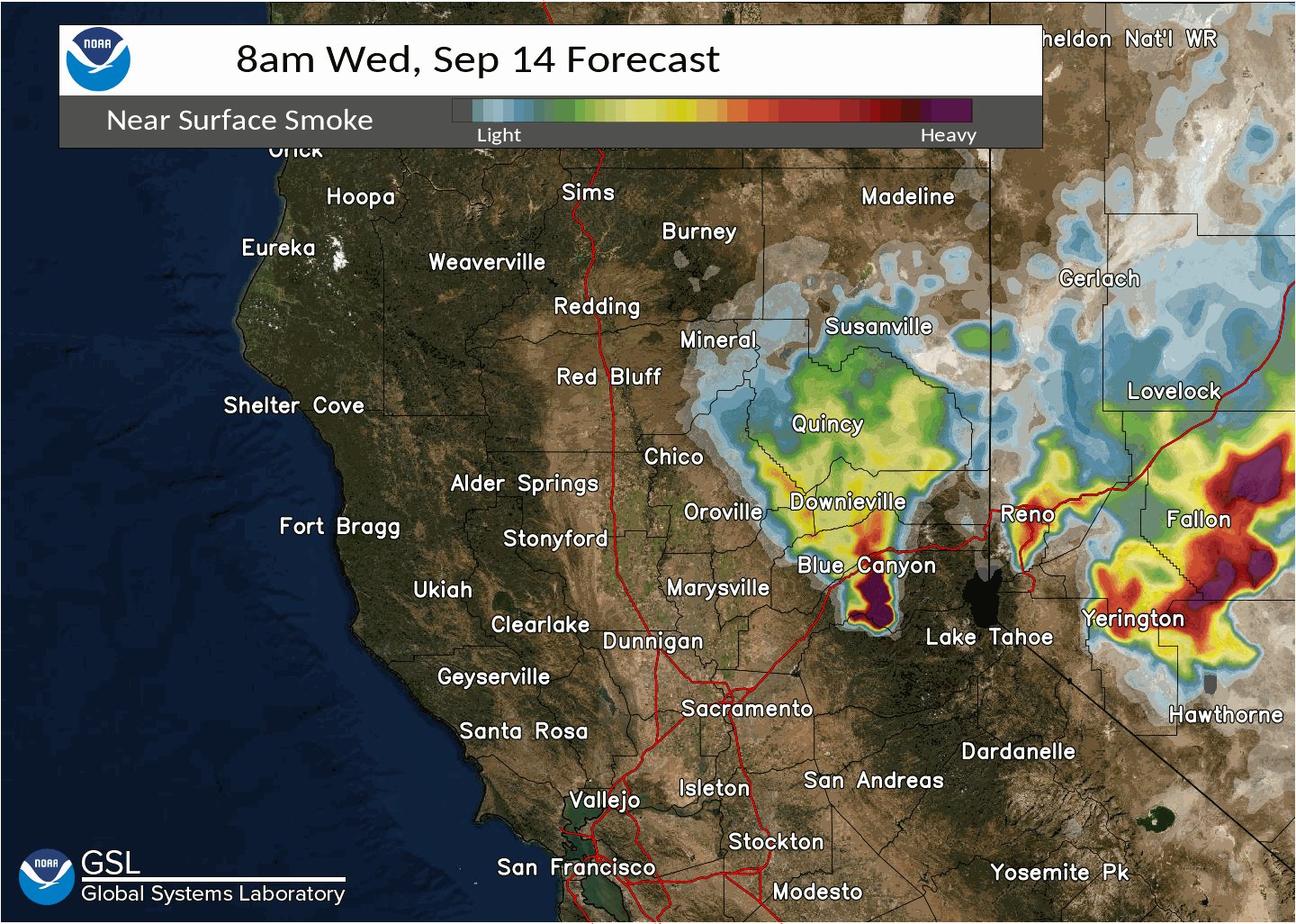 NWS Sacramento on Twitter: "Here is the updated smoke forecast for # 