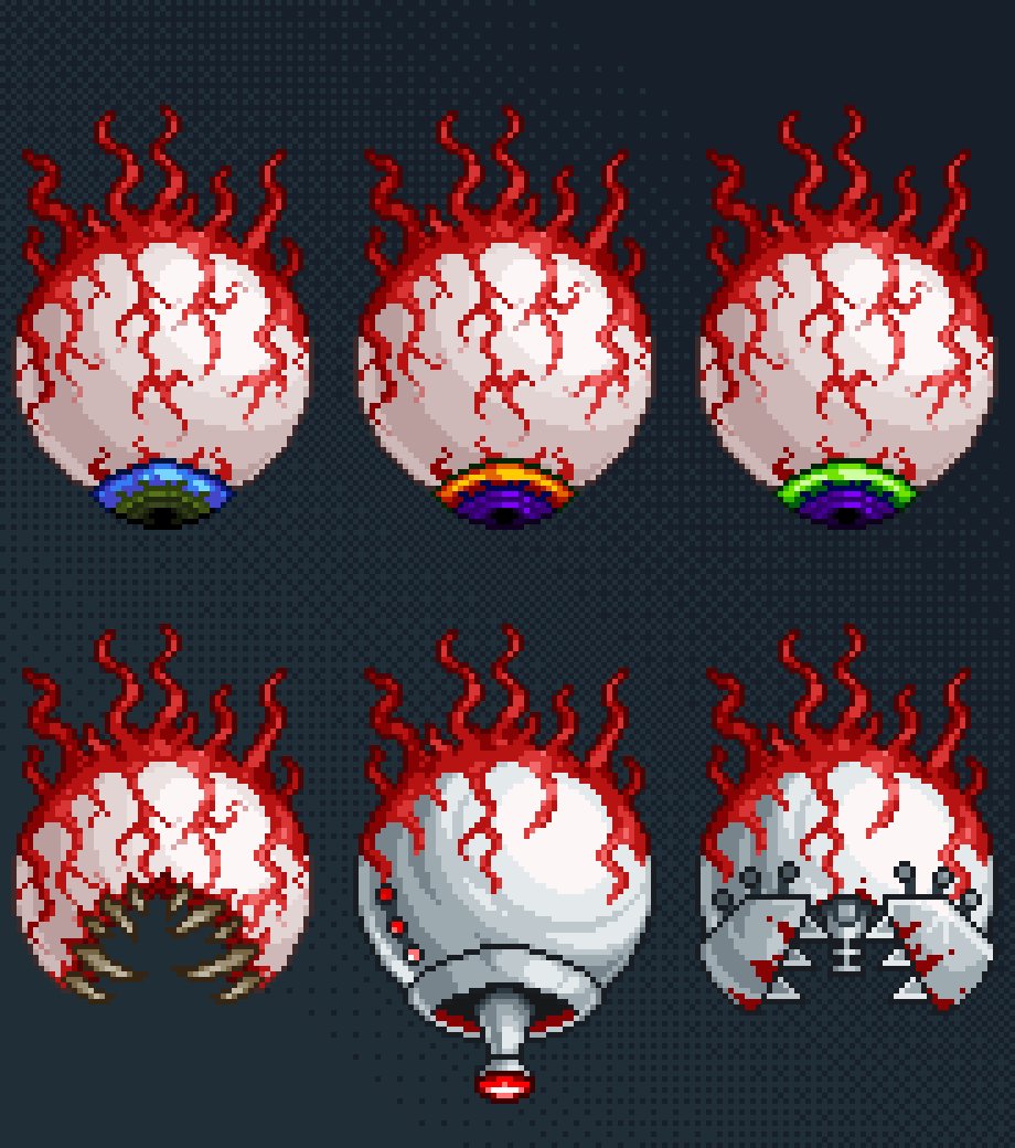 r/Terraria on Twitter "My Eye of Cthulhu and Twins resprites. http