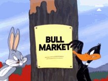 Gif from Loony Tunes. Bugs Bunny and Daffy Duck ripping post
