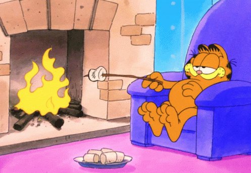 Roasting Marshmallow Garfield GIF