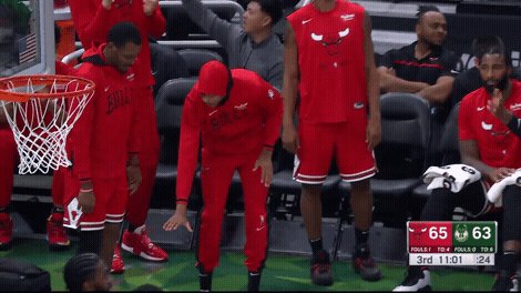 Chicago Bulls players celebrating a win