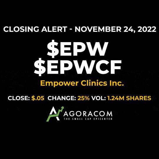 AGORACOM - George on Twitter: "#SMALLCAP SHOUTOUT @EmpowerClinics $EPW