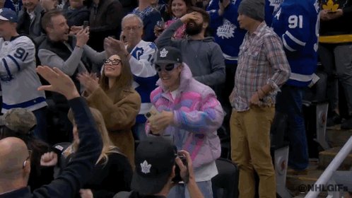 Justin and Hailey Bieber at the Toronto Maple Leafs VS Kings hockey game at  the ScotiaBank Arena in Toronto,Ontario (December 8).