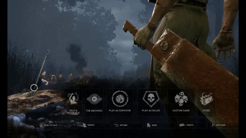 A video of the Dead by Daylight main menu, with a mouse styl