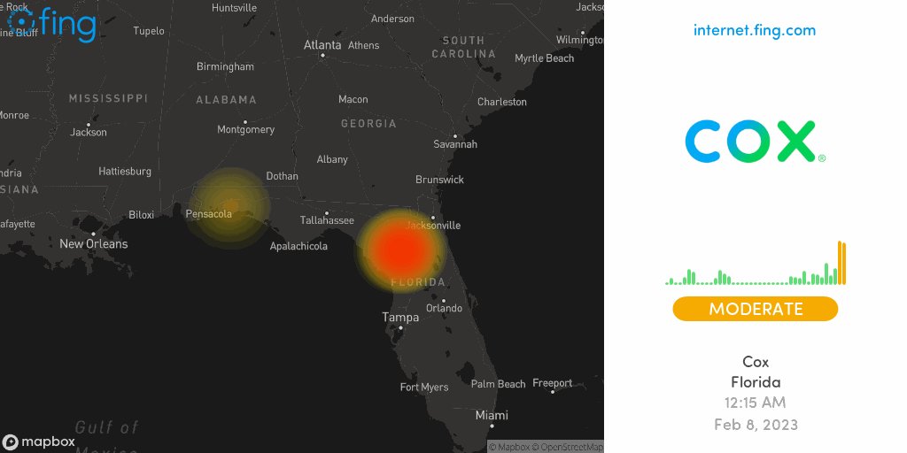 Fing Alert on Twitter "⚡ Moderate outage detected Cox in Florida since 12