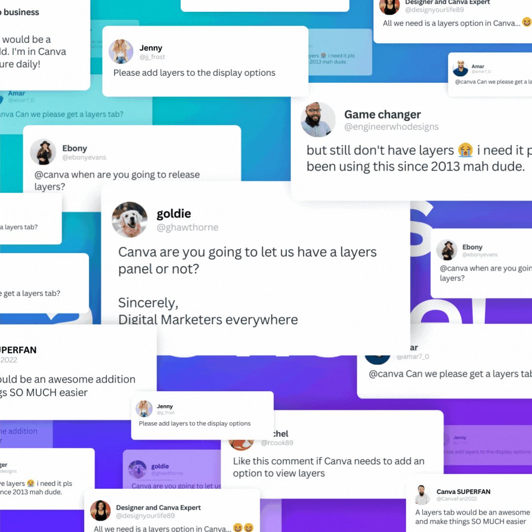 Canva on twitter we heard you loud and clear layers are now available