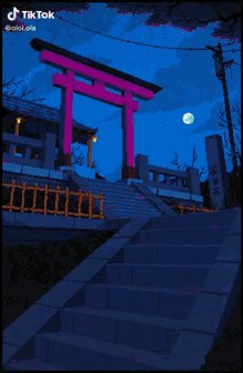 A repeating gif of a Shinto...