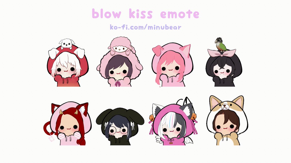 minu 🧸 on X: “chuuuuu~ more blow kiss emotes done, thank u so 