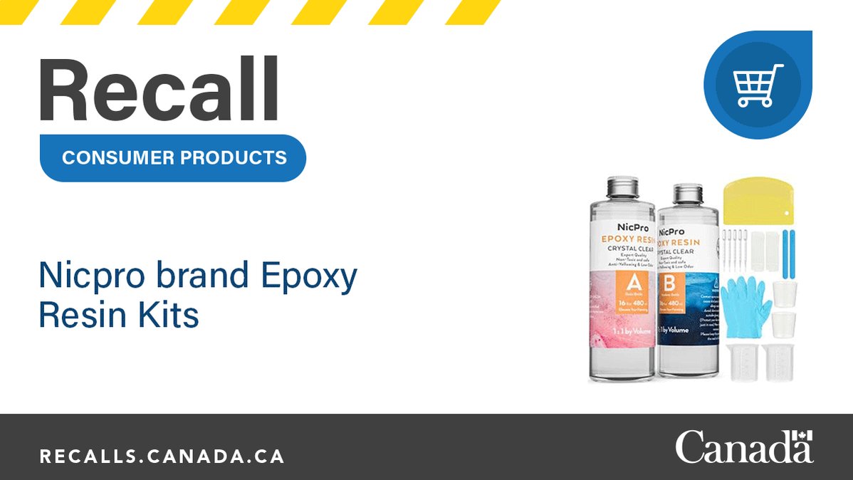 Health Canada and PHAC on X: #RECALL: Do you have a Nicpro brand epoxy  resin kit? Find out about the recall and what to do:    / X