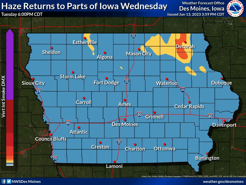NWS Des Moines on Twitter "Smoke from wildfires in Canada will be
