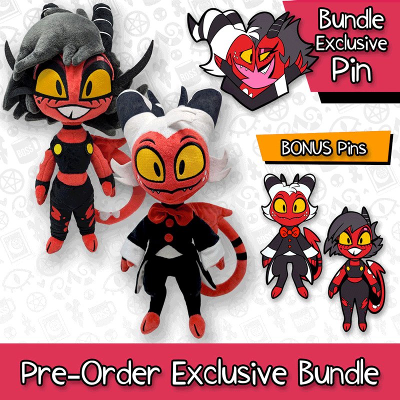 Helluva Bossグッズセット① Helluva Boss Official Moxxie + Millie Premium Plush Bundle
