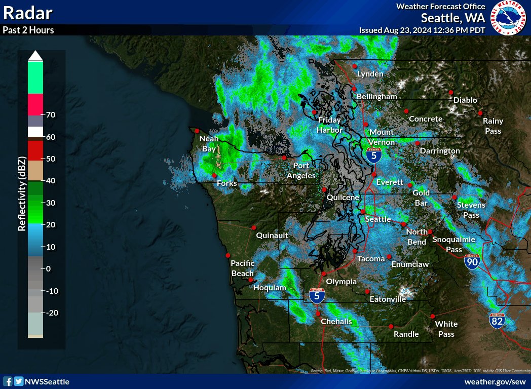 tin tức thời tiết Seattle Cập nhật radar 12:40 PM: Các dải