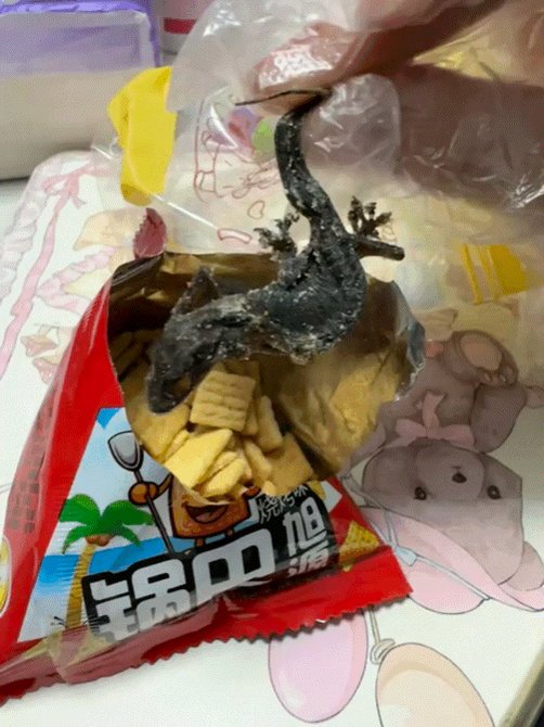 1月3日，江苏。女子称孩子网购了一箱旭源锅巴，结果吃了两片后发现袋里有一只油炸过的壁虎，目前涉事零食链接已下架。
 旭源食品有限公司回应：有多道工序，不可能有完整的壁虎。
 市监局：正在核实。 