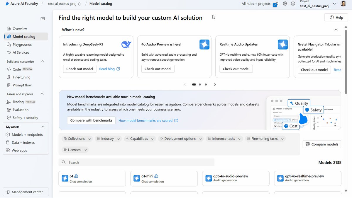 微软在 Azure AI 和 GitHub 上提供 DeepSeek 的 R1 模型

这意味着企业和开发者可以更方便地集成和部署这个 AI 模型，无需自己搭建复杂的计算资源。

Azure 提供了一键部署，开发者可以快速测试和集成 AI 模型。

微软还将很快提供一个精简版、更小的 R1，以便在 Copilot Plus PC 上本地运行。 