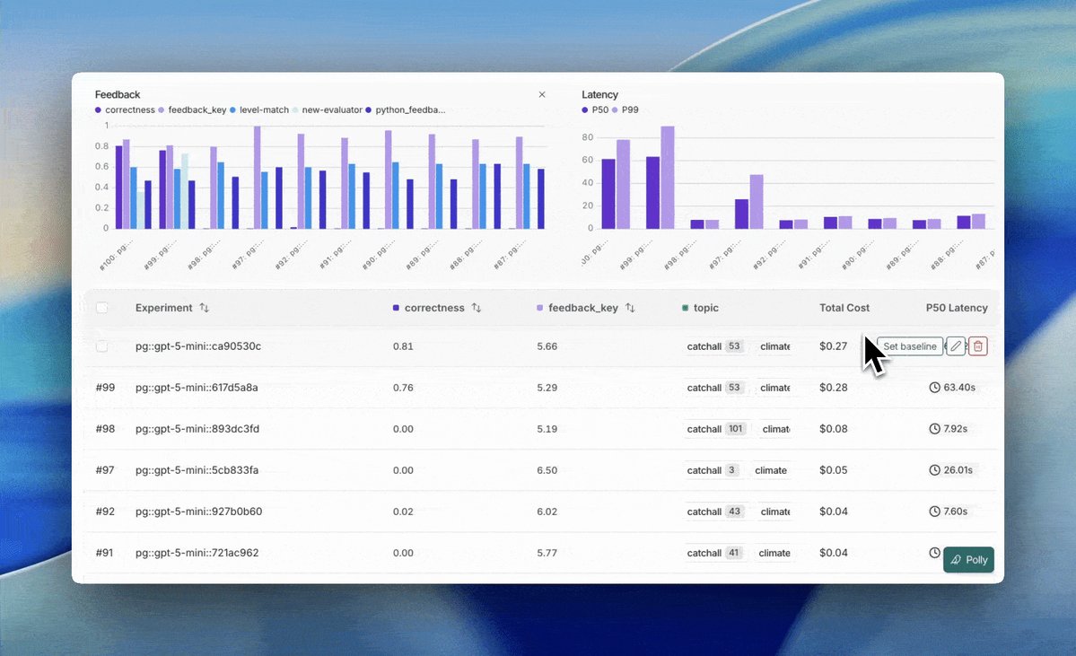 UI pinning an experiment baseline