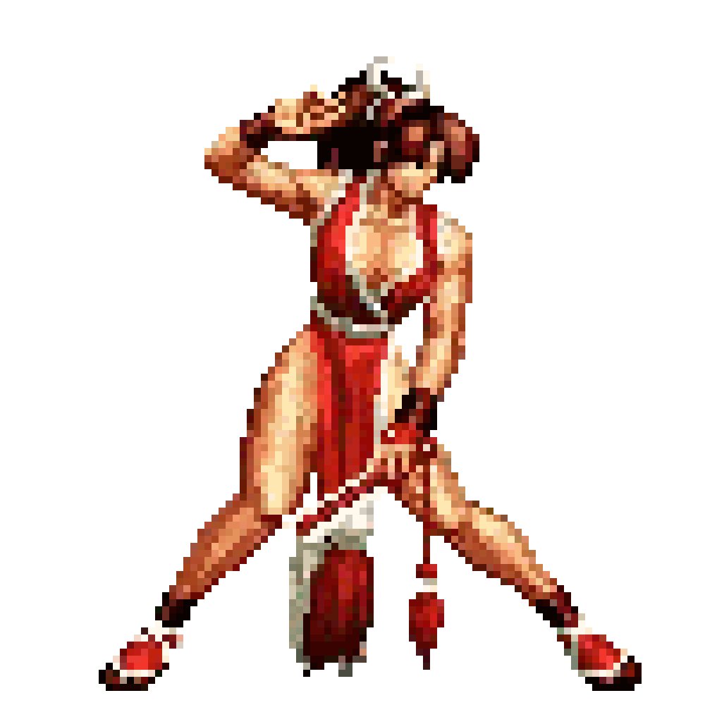 赤いフレームの人物画 FANGU 不知火舞模写。 8/16フレームまで完成。 尻尾が無いフレームあったわ